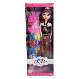 Muñeca Vestido Princesa Con Corona + Zapatos Y Accesorios