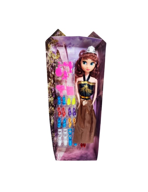 Muñeca Vestido Princesa Con Corona + Zapatos Y Accesorios