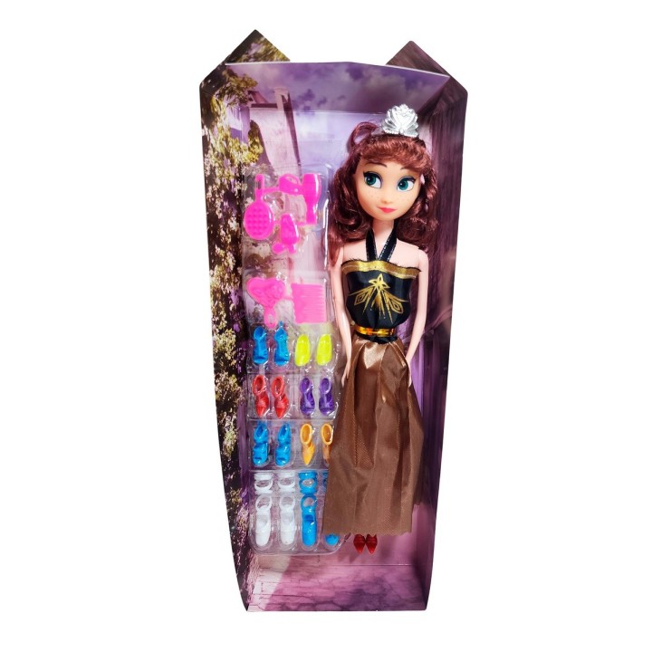 Muñeca Vestido Princesa Con Corona + Zapatos Y Accesorios