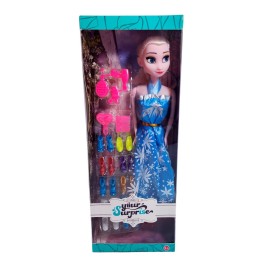 Muñeca Vestido Princesa Con Corona + Zapatos Y Accesorios
