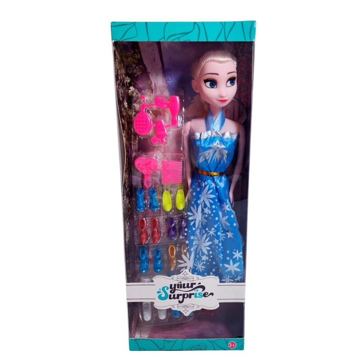 Muñeca Vestido Princesa Con Corona + Zapatos Y Accesorios
