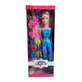 Muñeca Vestido Princesa Con Corona + Zapatos Y Accesorios