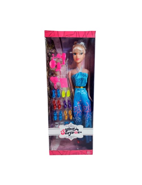 Muñeca Vestido Princesa Con Corona + Zapatos Y Accesorios