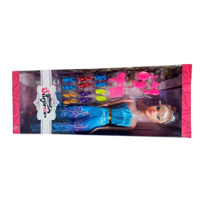Muñeca Vestido Princesa Con Corona + Zapatos Y Accesorios