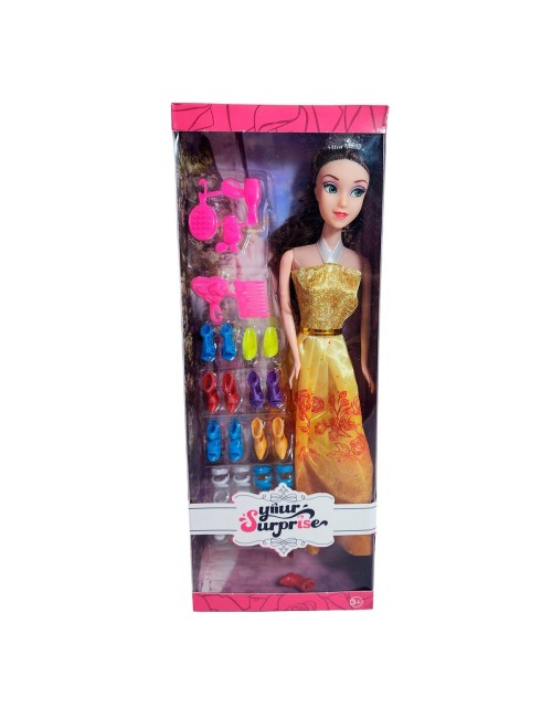 Muñeca Vestido Princesa Con Corona + Zapatos Y Accesorios
