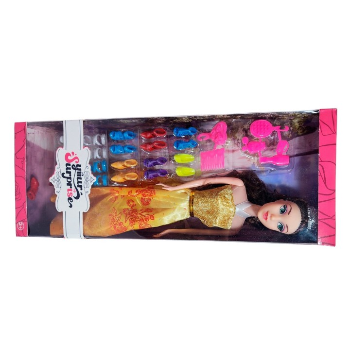 Muñeca Vestido Princesa Con Corona + Zapatos Y Accesorios