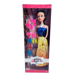 Muñeca Vestido Princesa Con Corona + Zapatos Y Accesorios