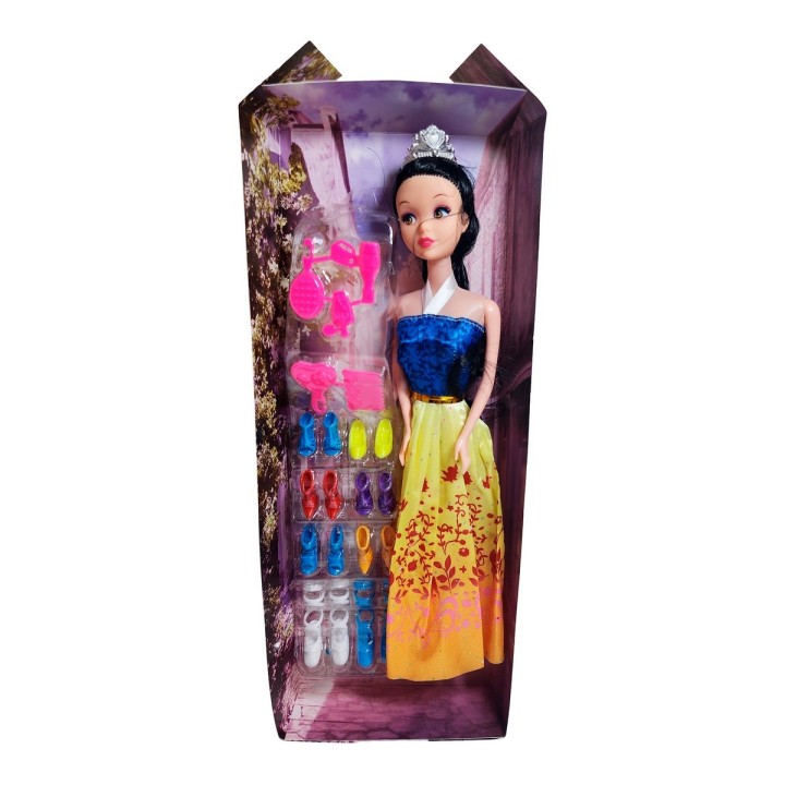 Muñeca Vestido Princesa Con Corona + Zapatos Y Accesorios