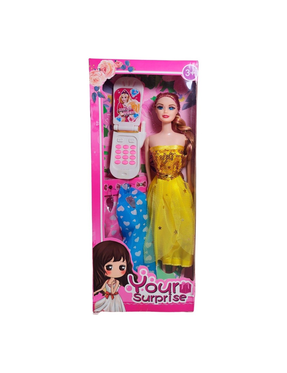 Muñeca Con Vestidos + Telefono De Juguete Niñas Interactivo