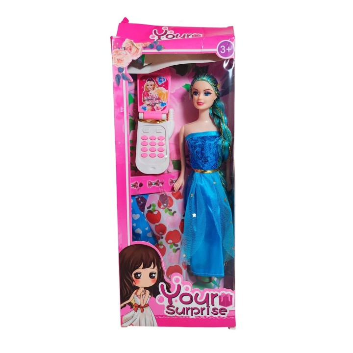 Muñeca Con Vestidos + Telefono De Juguete Niñas Interactivo