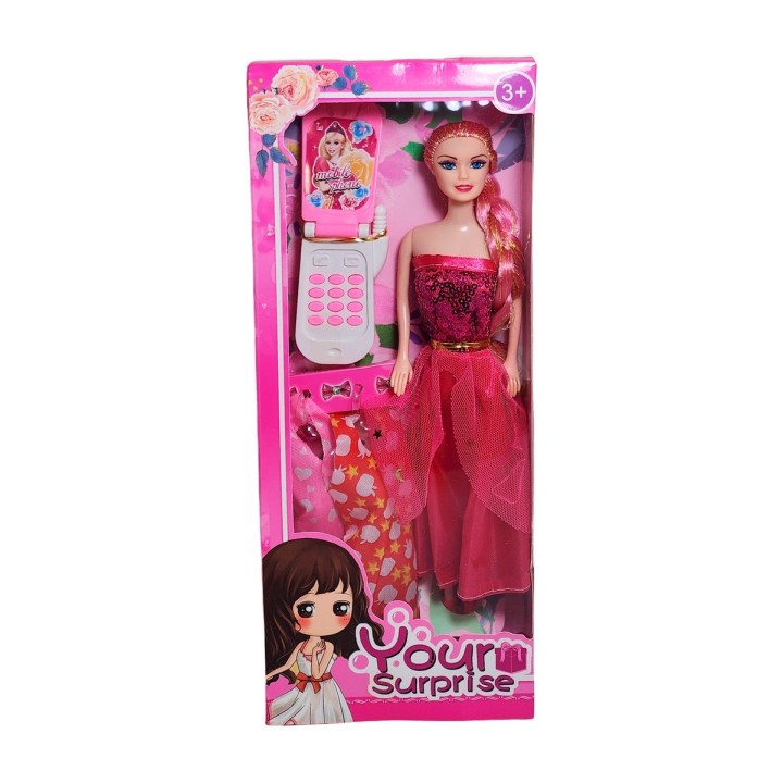 Muñeca Con Vestidos + Telefono De Juguete Niñas Interactivo
