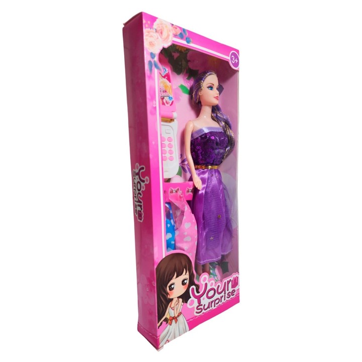 Muñeca Con Vestidos + Telefono De Juguete Niñas Interactivo