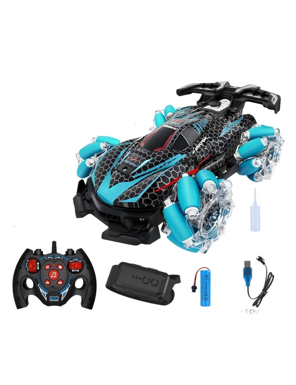 Carro Deportivo Luces Con Control Remoto Y Control De Mano