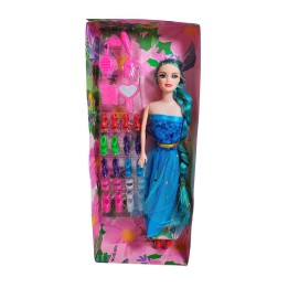 Muñeca Con Vestido Elegante + Set De Zapatos Juguete Niñas
