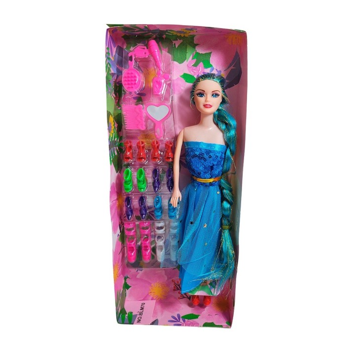 Muñeca Con Vestido Elegante + Set De Zapatos Juguete Niñas