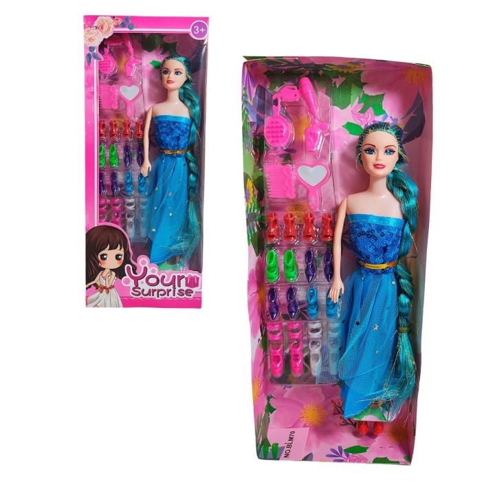 Muñeca Con Vestido Elegante + Set De Zapatos Juguete Niñas