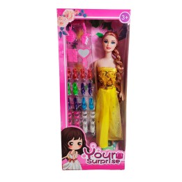 Muñeca Con Vestido Elegante + Set De Zapatos Juguete Niñas