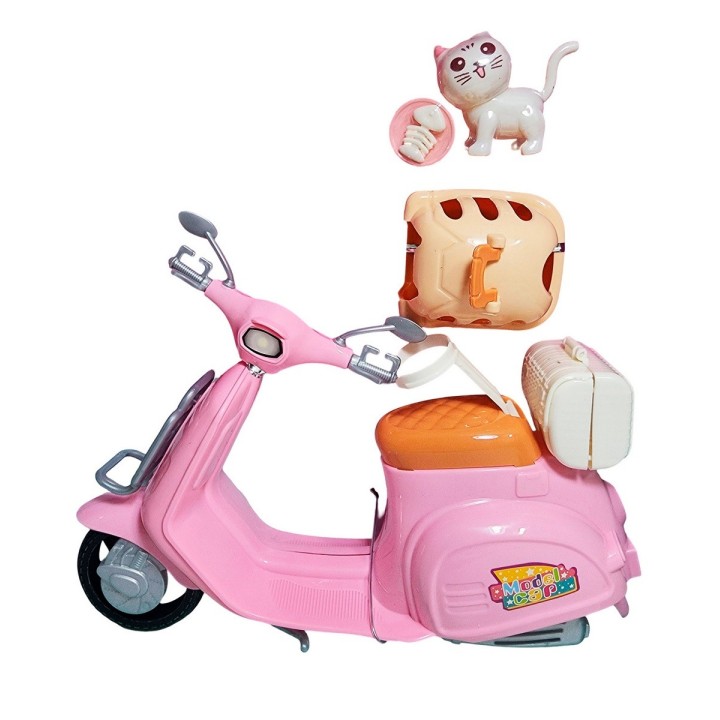 Muñeca Con Mascota Accesorios + Motocicleta De Juguete Niñas