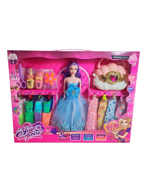 Muñeca Vestidos Elegantes Con Bolso + Accesorios De Juguete