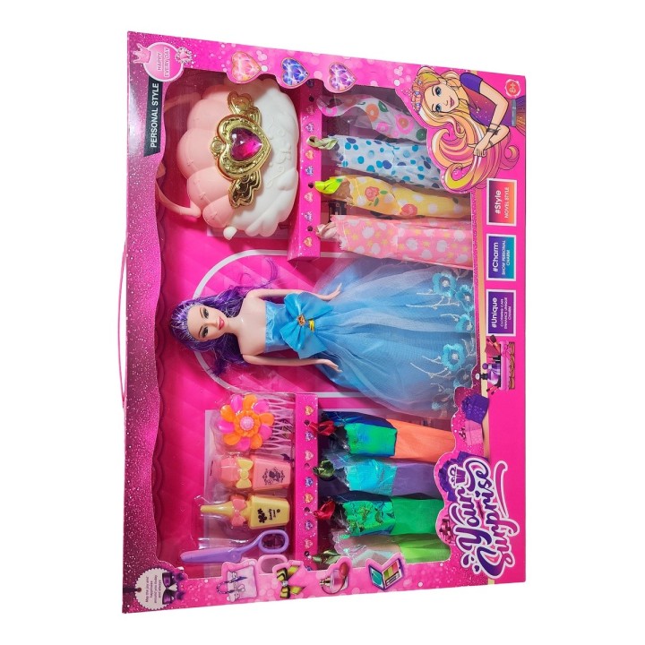 Muñeca Vestidos Elegantes Con Bolso + Accesorios De Juguete