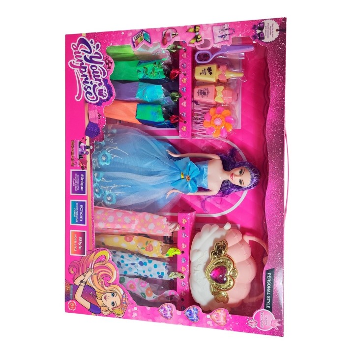 Muñeca Vestidos Elegantes Con Bolso + Accesorios De Juguete