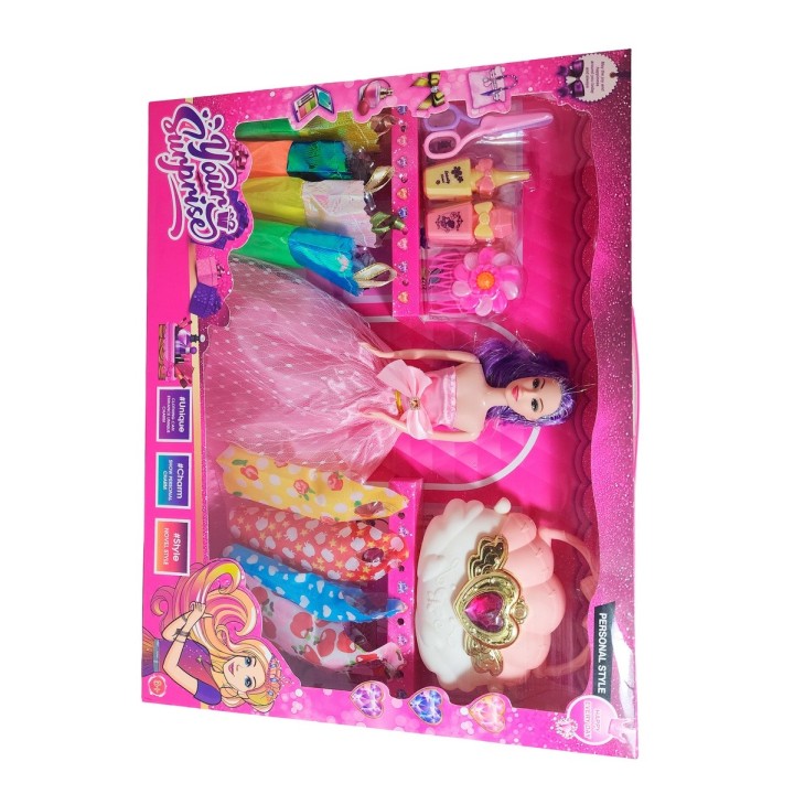 Muñeca Vestidos Elegantes Con Bolso + Accesorios De Juguete