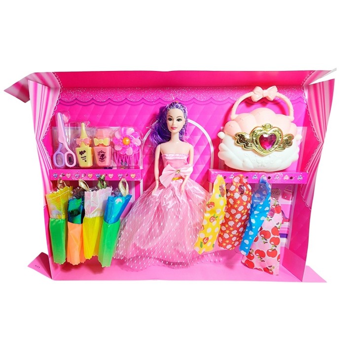 Muñeca Vestidos Elegantes Con Bolso + Accesorios De Juguete