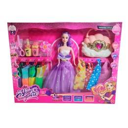 Muñeca Vestidos Elegantes Con Bolso + Accesorios De Juguete