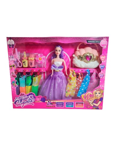 Muñeca Vestidos Elegantes Con Bolso + Accesorios De Juguete