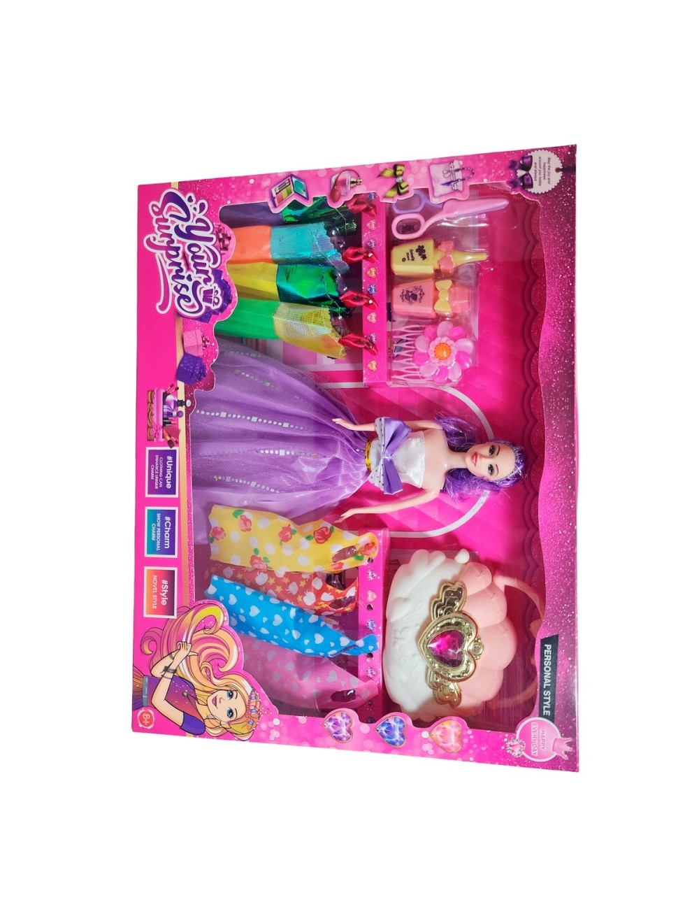 Muñeca Vestidos Elegantes Con Bolso + Accesorios De Juguete