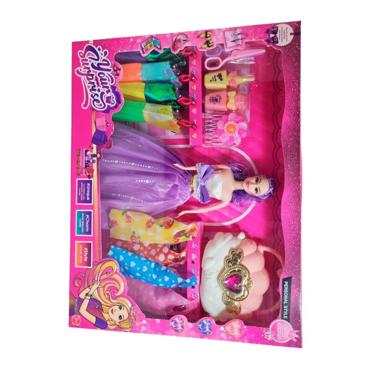 Muñeca Vestidos Elegantes Con Bolso + Accesorios De Juguete