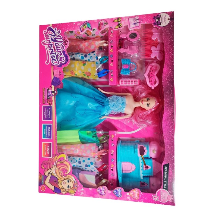 Muñeca Vestidos Elegantes Con Castillo+ Accesorio De Juguete