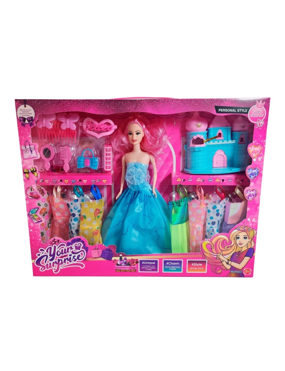 Muñeca Vestidos Elegantes Con Castillo+ Accesorio De Juguete