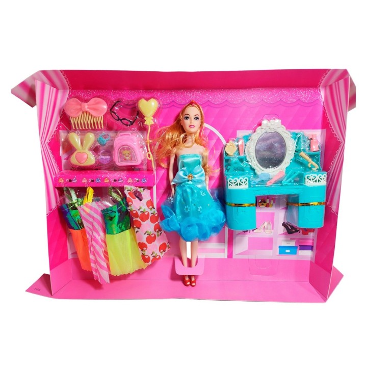 Muñeca Vestidos Elegantes Con Tocador + Accesorio De Juguete