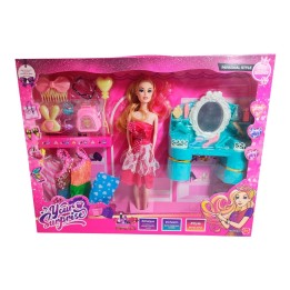 Muñeca Vestidos Elegantes Con Tocador + Accesorio De Juguete