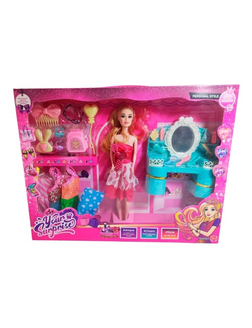 Muñeca Vestidos Elegantes Con Tocador + Accesorio De Juguete