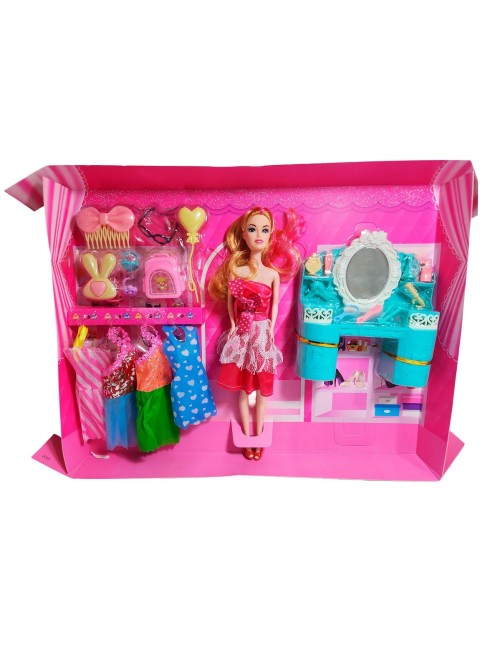 Muñeca Vestidos Elegantes Con Tocador + Accesorio De Juguete
