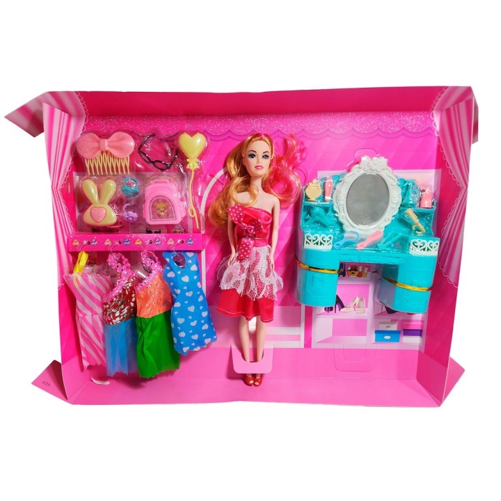 Muñeca Vestidos Elegantes Con Tocador + Accesorio De Juguete
