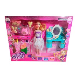 Muñeca Vestidos Elegantes Con Tocador + Accesorio De Juguete