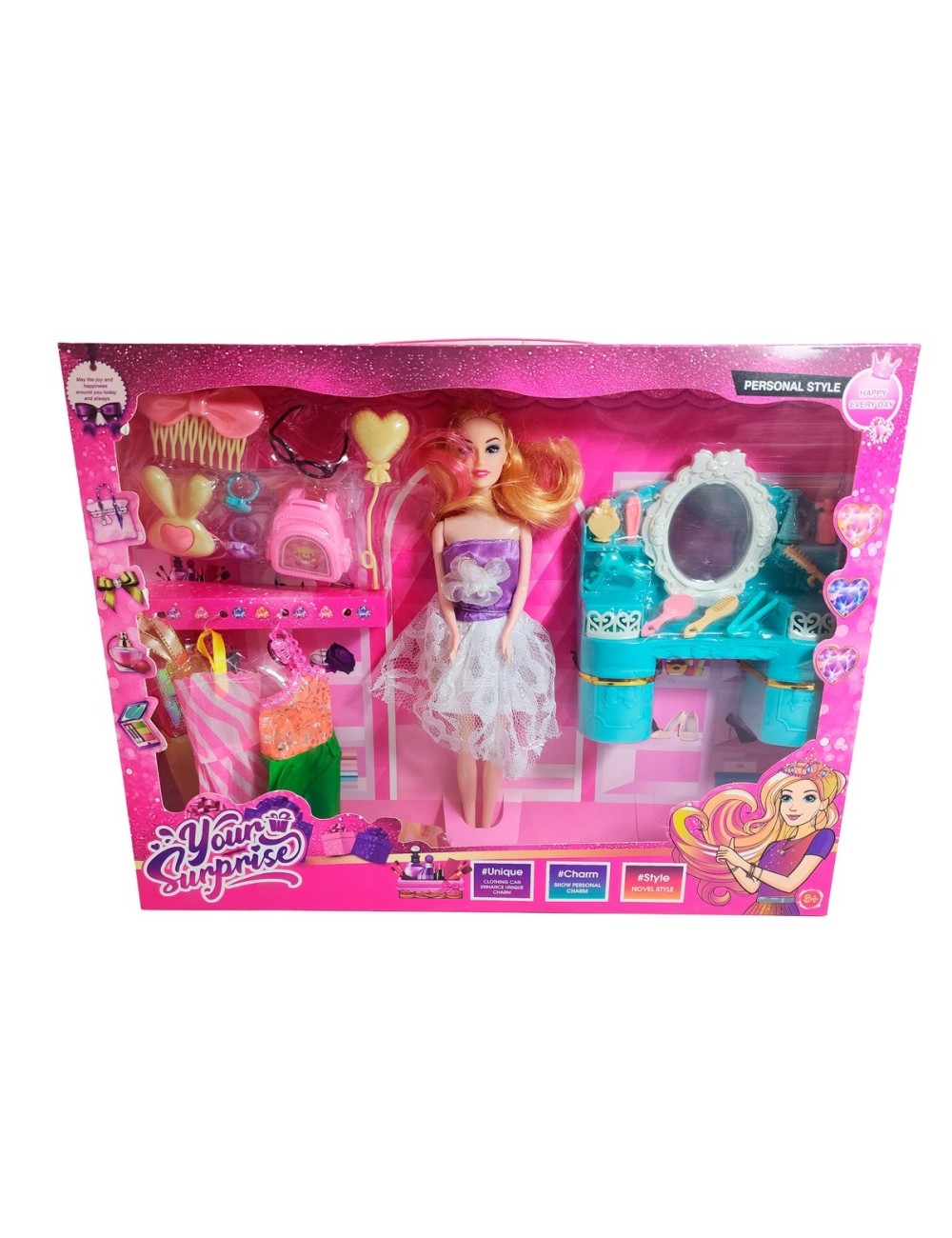 Muñeca Vestidos Elegantes Con Tocador + Accesorio De Juguete