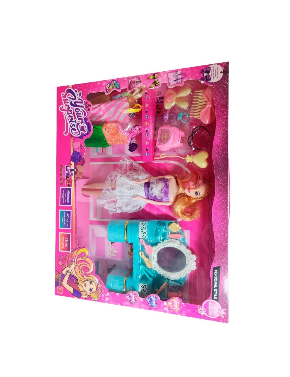 Muñeca Vestidos Elegantes Con Tocador + Accesorio De Juguete