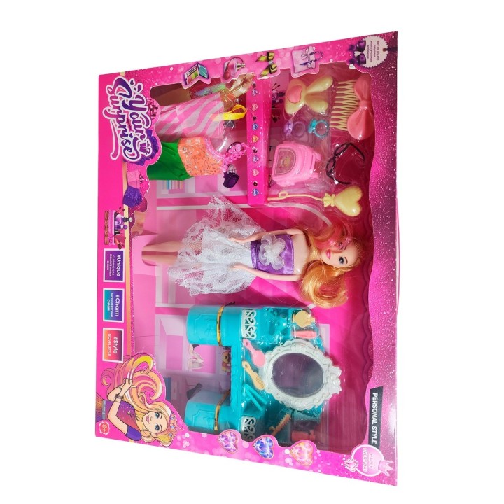 Muñeca Vestidos Elegantes Con Tocador + Accesorio De Juguete