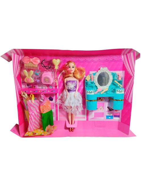 Muñeca Vestidos Elegantes Con Tocador + Accesorio De Juguete
