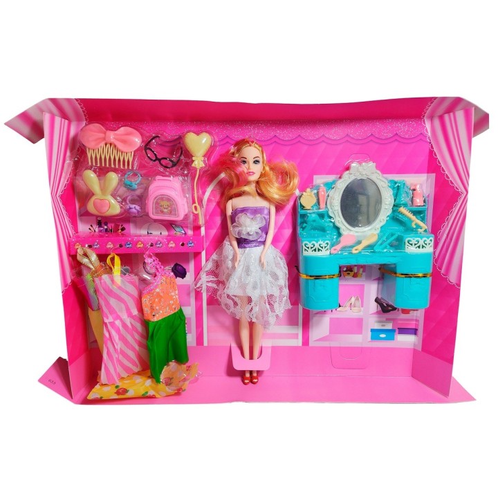 Muñeca Vestidos Elegantes Con Tocador + Accesorio De Juguete