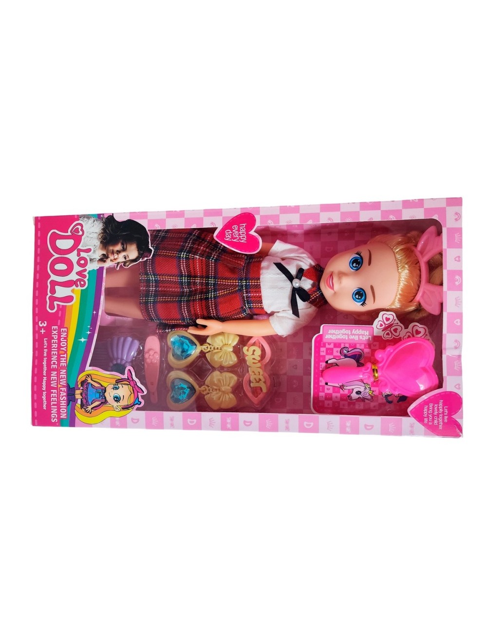 Muñeca Con Diadema + Accesorios De Juguete Niñas