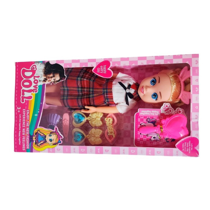Muñeca Con Diadema + Accesorios De Juguete Niñas