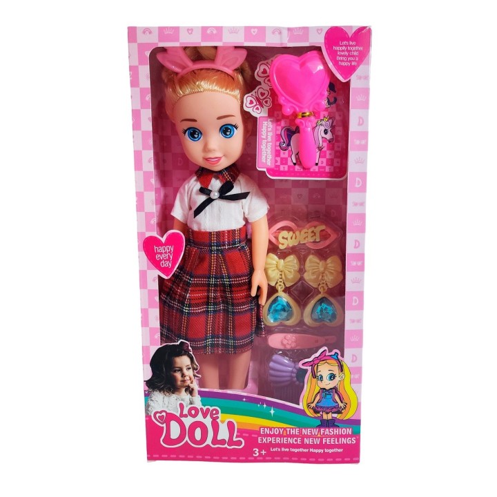 Muñeca Con Diadema + Accesorios De Juguete Niñas
