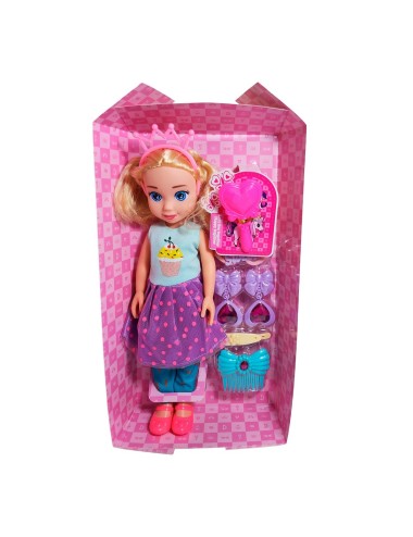 Muñeca Con Diadema + Accesorios De Juguete Niñas