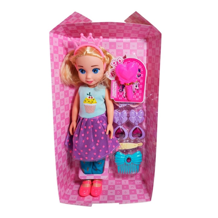 Muñeca Con Diadema + Accesorios De Juguete Niñas