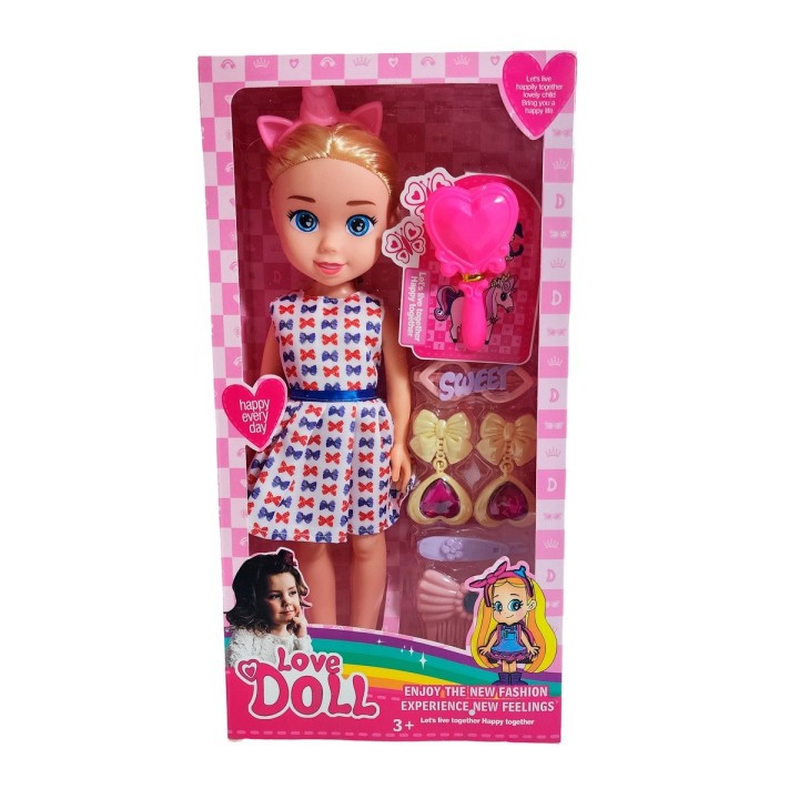 Muñeca Con Diadema + Accesorios De Juguete Niñas